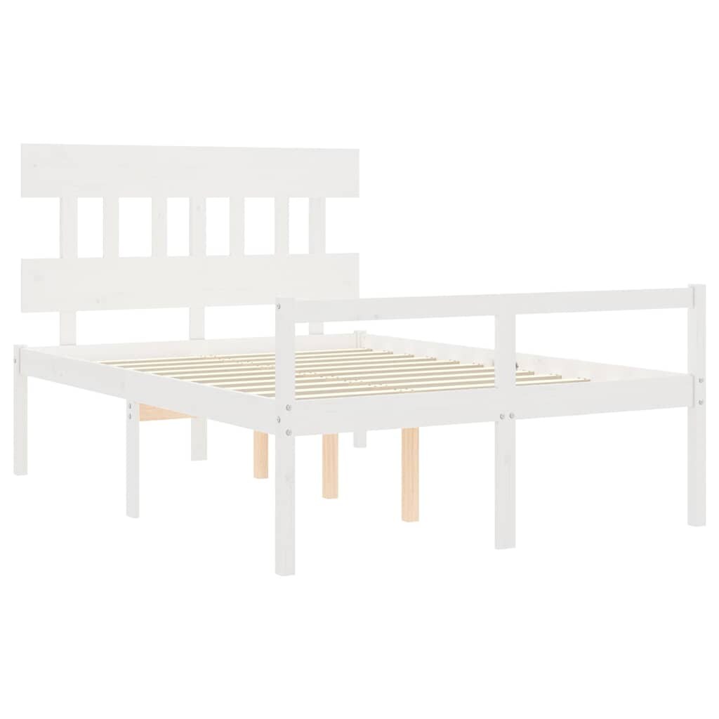 vidaXL Seniorenbett mit Kopfteil 120x200 cm Weiß Massivholz