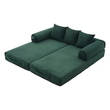 thumbnail of Merax 2-Sitzer Sofa, Schlafsofa Zusammenlegbares Kompressionssofa mit robustem Metallrahmen, Seitentaschen plus 3 Kissen, Emerald