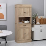 thumbnail of HOMCOM alacena de cocina aparador de comedor mueble auxiliar para microondas con 4 puertas 1 cajón y estante abierto para salón 74x39,5x183 cm roble