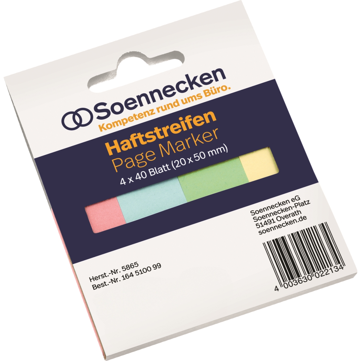 Soennecken Haftstreifen 5865 RC 20x50mm 40 Blatt sortiert 4 Stück