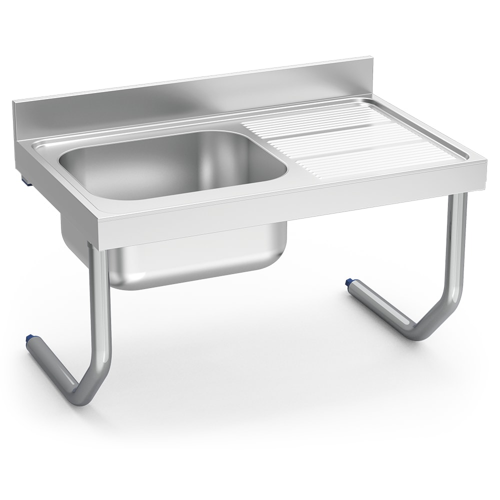 Fregadero colgante con palomillas una cuba, escurridor en la derecha 1400x600x320 mm.