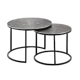 thumbnail of Couchtisch Set 2-teilig ø 55 u. 45 cm Beistelltisch silber Metall Tische rund Wohnzimmer