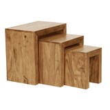 thumbnail of 3er Set Satztisch MUMBAI Massiv-Holz Akazie Wohnzimmer-Tisch Landhaus-Stil Beistelltisch dunkel-braun