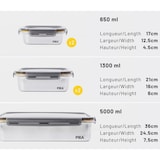 thumbnail of PIKA | Lot de 5 boites alimentaires en inox |1x 5000ml + 2x 1300ml + 2x 650ml | Spécial Batch cooking | Compatible au micro-ondes, four, congélateur |
