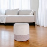 thumbnail of WellHome - 'Boucle' Hocker Ø35cm beige mit hellrosa