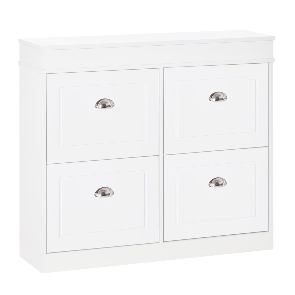Mueble Zapatero de 4 Puertas Zapatero Estrecho con Estantes Ajustables y Extraíbles Capacidad de 16 Pares para Pasillo Entrada 98x24x83 cm Blanco