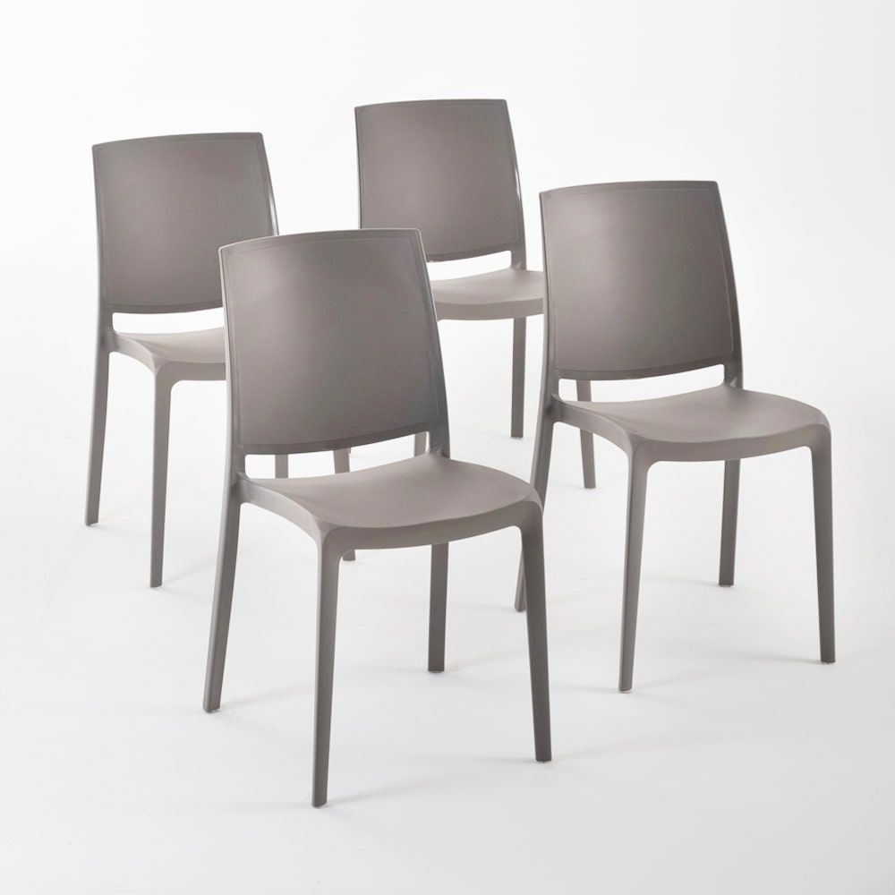 Set van 4 stoelen van polypropyleen met glasvezel, stapelbaar, voor buiten en tuin, bar en restaurant, keuken met modern design – Carmen – Tortora