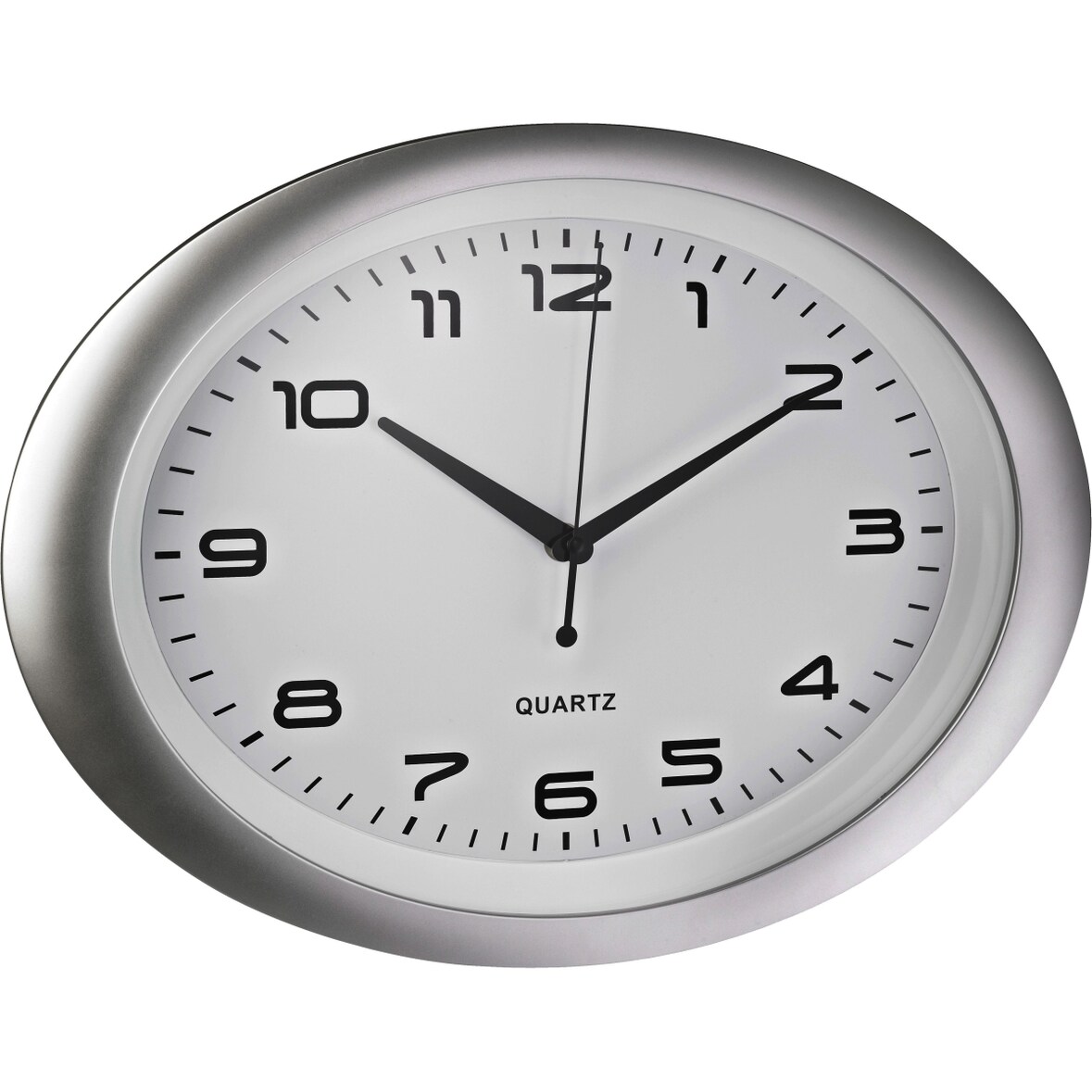 Wanduhr oval Kunststoff 40x30cm silber/weiß