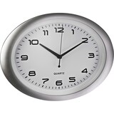 thumbnail of Wanduhr oval Kunststoff 40x30cm silber/weiß