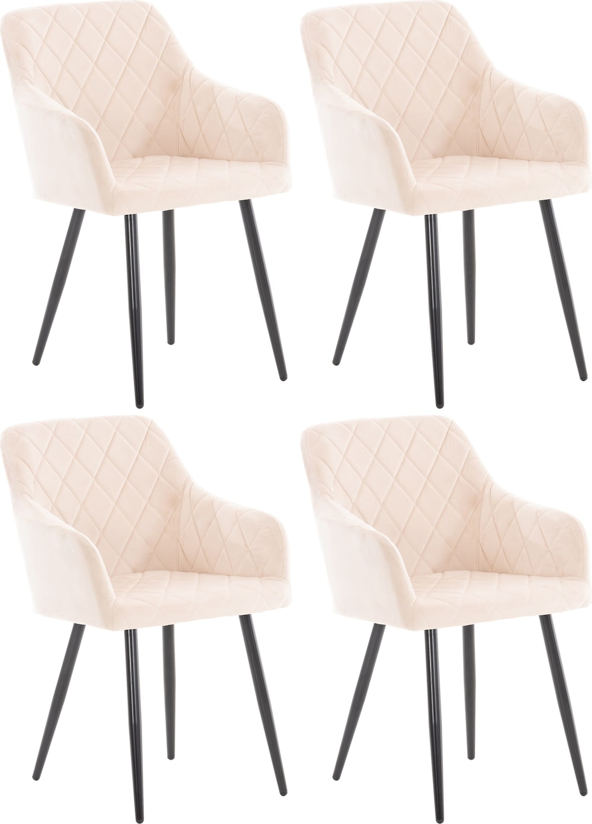 4er Set Esszimmerstuhl Shila beige/Samt