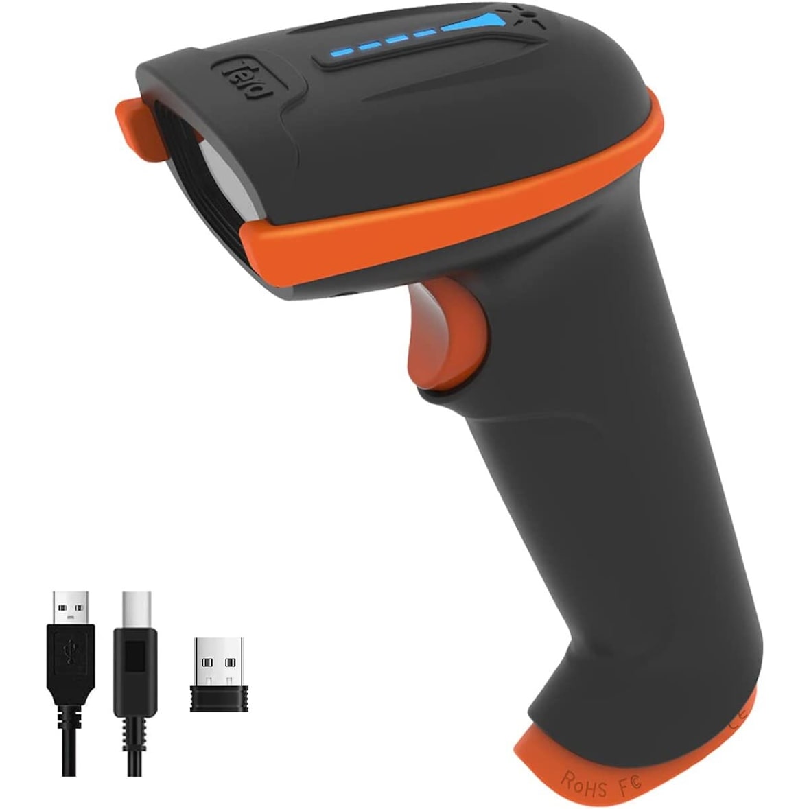 Tera Pro Barcodescanner QR 2D 1D Bluetooth 2,4G Kabelgebunden USB-C 1D 2500mAh Ständer 8100 Blau  1 Stück