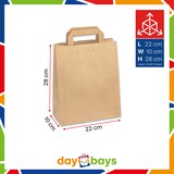 thumbnail of DayBays 25 Stk. Papiertüten 22+10x28 cm Braun mit Flachhenkel