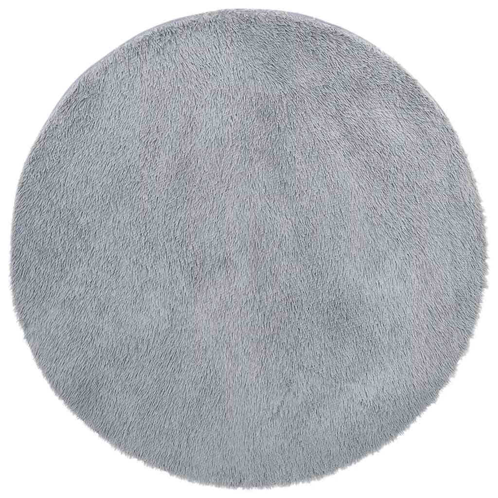 vidaXL Hoogpolig vloerkleed NAVARRA 240x240 cm polyester lichtgrijs