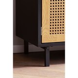 thumbnail of Sideboard 80x86,5x40 cm Kommode Schwarz mit Wiener Geflecht, Hoher Kommodenschrank Zeitlos, Standschrank Wohnzimmer mit 2 Türen und Schubladen,
