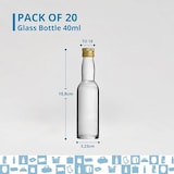thumbnail of 20 Mini Botellas de Vidrio 40ml Vacías, Mignonettes para Bodas, Regalos, Whisky, Ron, Salsas y Licores Caseros