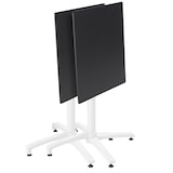 thumbnail of Set van zwarte laminaat terrastafel en 2 gele fauteuils