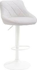 Sgabello Da Bar Girevole E Regolabile CLP Lana V2 - Schienale E Poggiapiedi, Imbottito In Similpelle, Altezza 58-79 Cm, Bianco Con Telaio Cromo
