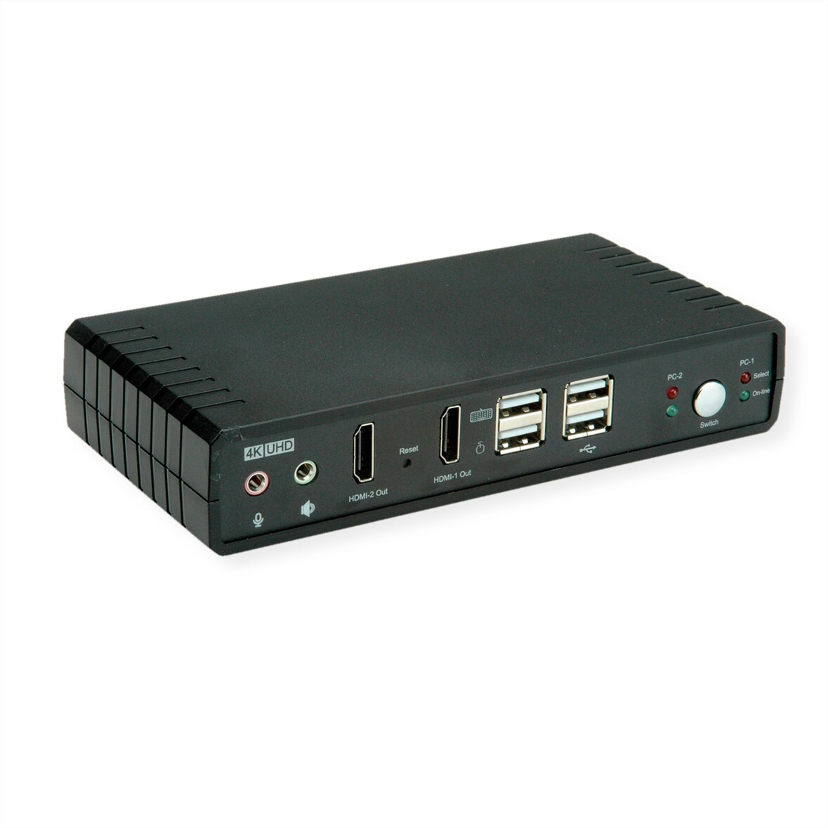 ROLINE KVM-Audio-Switch Dual Head HDMI 4K60, 1 User - 2 PC