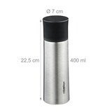 thumbnail of Relaxdays Trinkflasche Edelstahl, 400 ml, auslaufsicher, Kalt- & Heißgetränke, Vakuum Isolierflasche mit Becher, silber