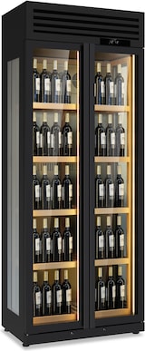 thumbnail of KLIMAITALIA Weinkühlschrank, 3 Gläser Seiten. Kapazität: 175 Flaschen. Holzregale. LED. T° +3°C/+20°C. Dim. (LxWxH) 90x58,2x230,5 cm. WINELUX902BLK