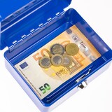 thumbnail of HMF Geldkassette abschließbar, Kasse mit Münzeinsatz, 6 Münzfächer, 15 x 12 x 8 cm, Blau