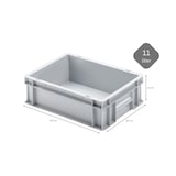 thumbnail of PROREGAL 16x Eurobehälter mit geschlossenem Griff und Scharnierdeckel | HxBxT 12x30x40cm | 11 Liter | Grau | Eurobox