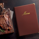 thumbnail of Securit® Capa de Menu A4 "Classic" - Bordeaux - Pele sintética - 4 vistas