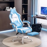 thumbnail of HOMCOM Sedia da Gaming con Poggiapiedi e Cuscini Bianco e Rosa