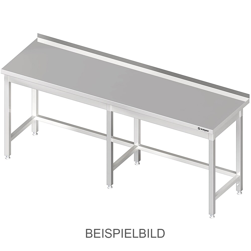 Stalgast Edelstahl Arbeitstisch ohne Grundboden, 2400x600x850 mm, mit Verstrebung, ohne Aufkantung, verschweißt