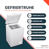thumbnail of homeX Gefriertruhe, Tiefkühltruhe klein - 98L Nutzinhalt, 4-Sterne Gefrieren, Kühltruhe mit Super-Frost-Funktion, weiß