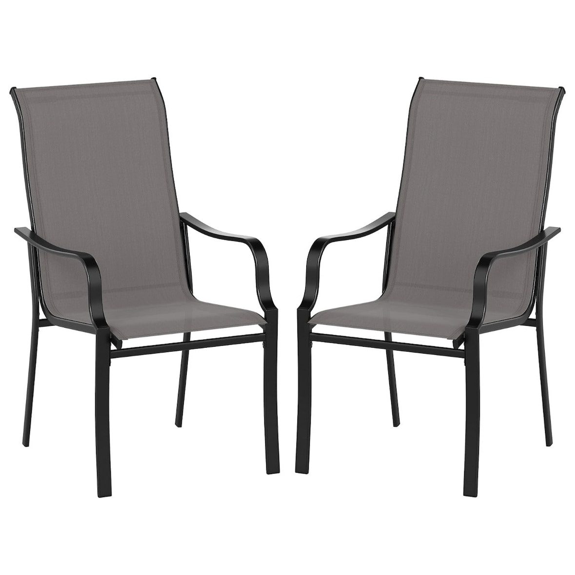 Helloshop26 - Set aus 2 Gartenstühlen 56 x 73 x 101 cm ergonomischer Komfort modernes Metallgestell braun-schwarzer Netzstoff 20_0012137