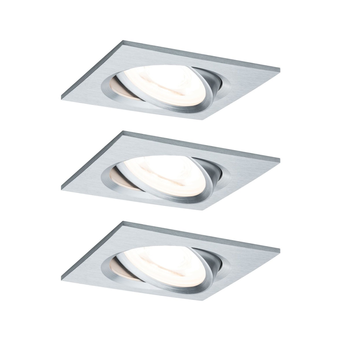 Paulmann Spot encastré LED 3-Step-Dim Nova Kit de base orientable  carré 84x84mm 50° GU10 3x6,5W 3x460lm 230V gradable 2700K Alu tourné 93474