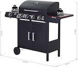 thumbnail of Barbacoa de Gas con Ruedas Parrilla con 4+1 Quemadores 14,4 KW Mesa Lateral Armario de Almacenaje y Termómetro Acero Inoxidable BBQ 125x51x100 cm
