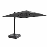 thumbnail of Vrijhangende parasol 3×4 m kantelbaar, draaibaar en met verzwaringsplaat op wielen van grijs aluminium