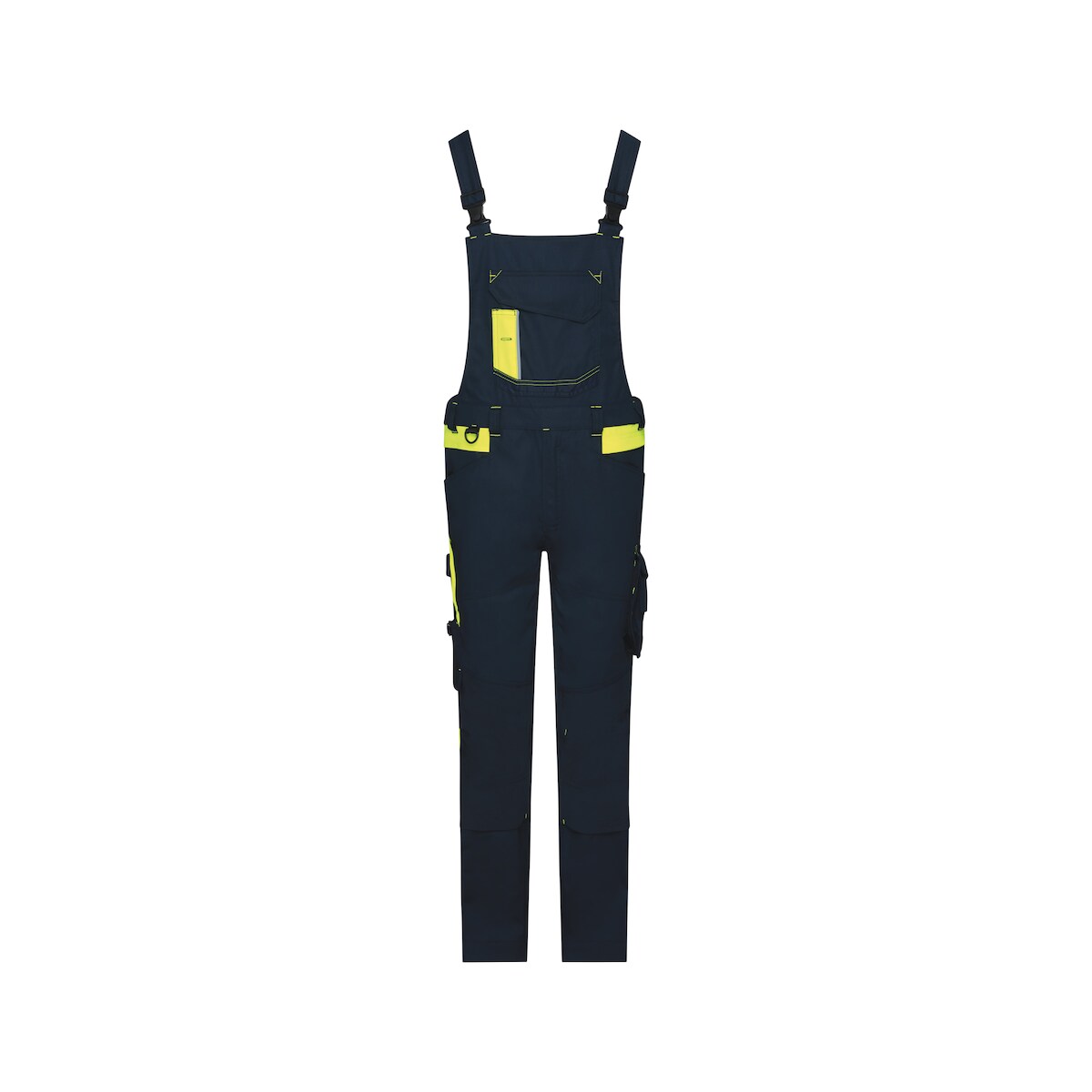 DASSY Ulsan Stretch-Latzhose, Logix, 4-Way-Stretch, Kniepolster EN 14404 nachtblau/neongelb 44 STANDARD