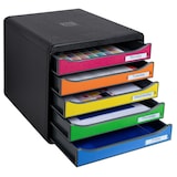 thumbnail of Exacompta - Réf. 309798D - BIG BOX PLUS - Caisson 5 tiroirs  - Dimensions extérieures :  Prof. 34,7 x l 27,8 x H 27,1cm - Noir/Arlequin