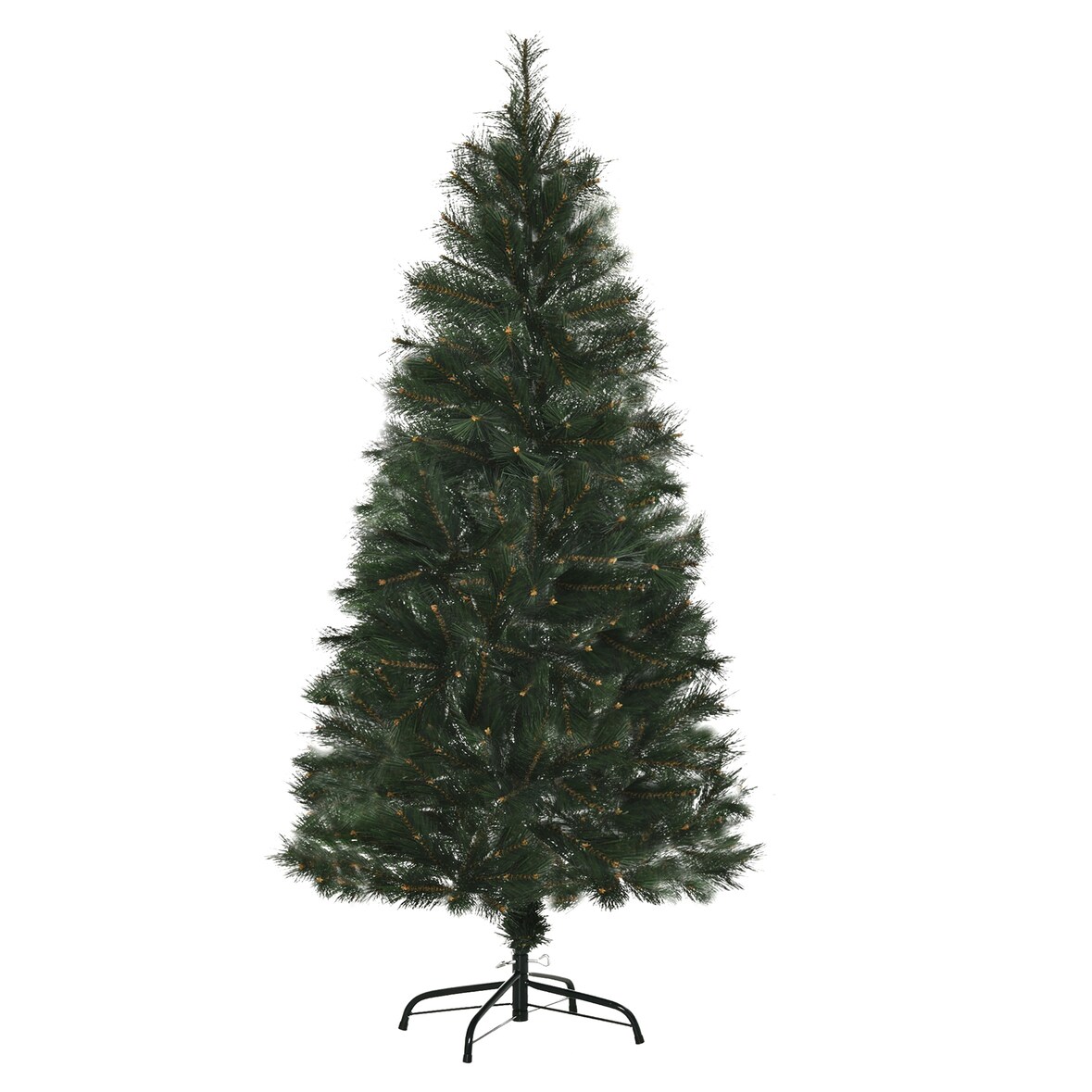 HOMCOM Árbol de Navidad 150 cm Artificial con 219 Agujas de Pino de PVC Ignífugo Base Plegable y Soporte de Acero Montaje Rápido para Interiores