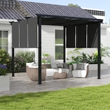 thumbnail of Pérgola de jardín 3x3 m cenador para exterior con techo retráctil marco de acero impermeable y anti-uv para terraza patio