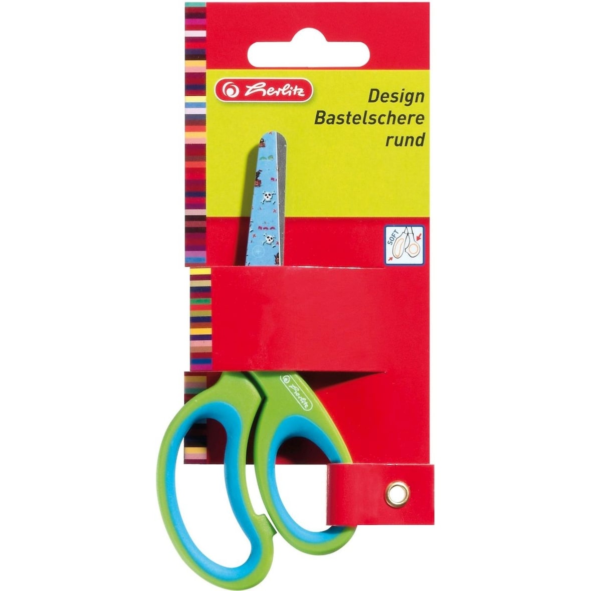 Bastelschere Design 13cm rund farbig sortiert