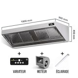 thumbnail of Hotte murale avec moteur 1800x900x450 mm avec variateur, éclairage, filtre et robinet de vidange PREMIUM / GOLDINOX