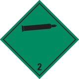 thumbnail of Gefahrzettel, Gefahrgutklasse 2 - Nicht entzündbare, nicht giftige Gase - 150x150 mm Folie selbstklebend