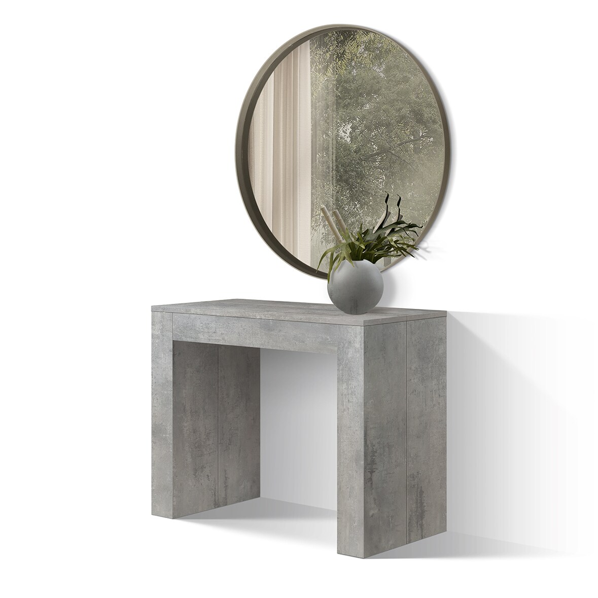 Consolle allungabile LERICI effetto grigio cemento 90x215x45 cm