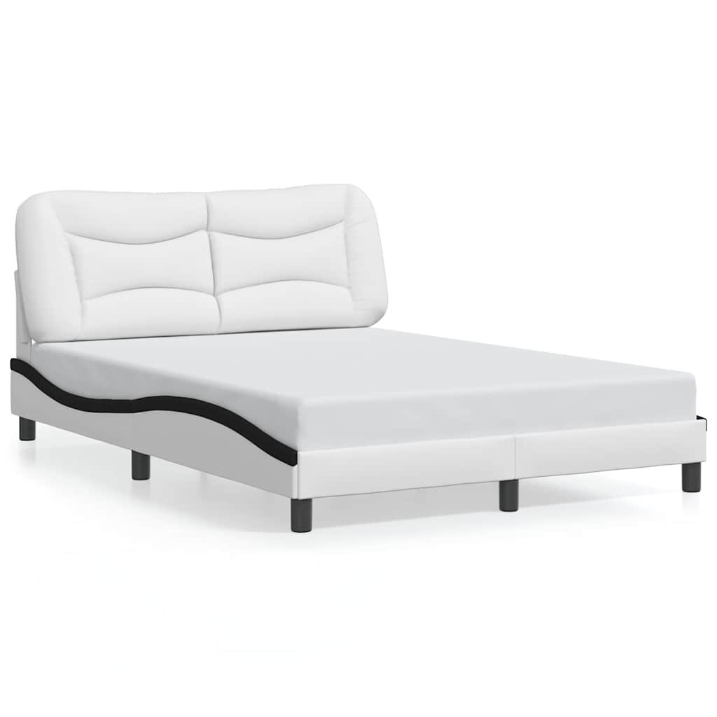 vidaXL Bettgestell ohne Matratze "Hvar" Weiß und Schwarz 140x190 cm Kunstleder