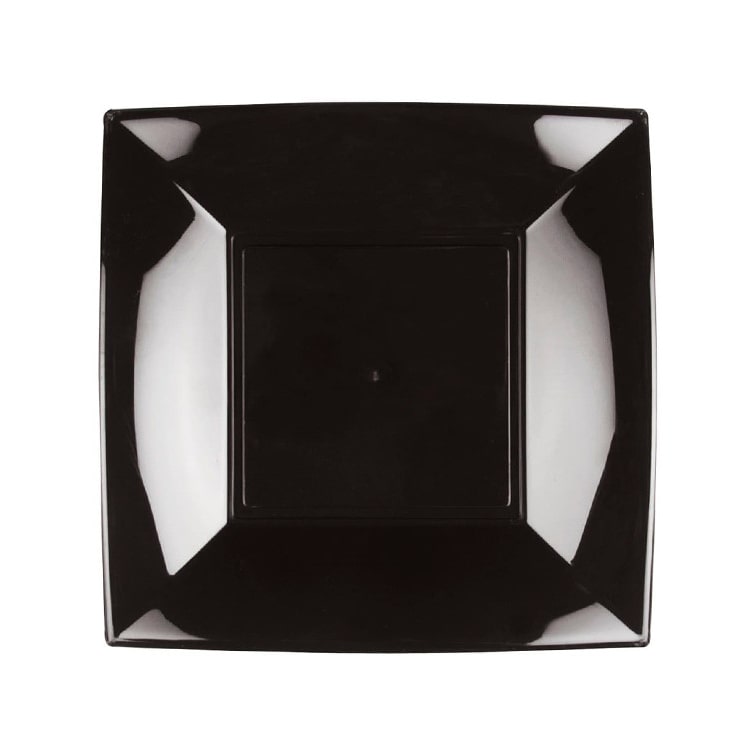 MONOUSO - Wiederverwendbare Robuste Teller Flach Schwarz "Nice" PP 18cm (300 Stück)