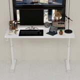 thumbnail of Schreibtisch höhenverstellbar 90x120x60 cm mit Handkurbel, Doppelständer stabil, minimalistisches Design für Homeoffice, Weiß