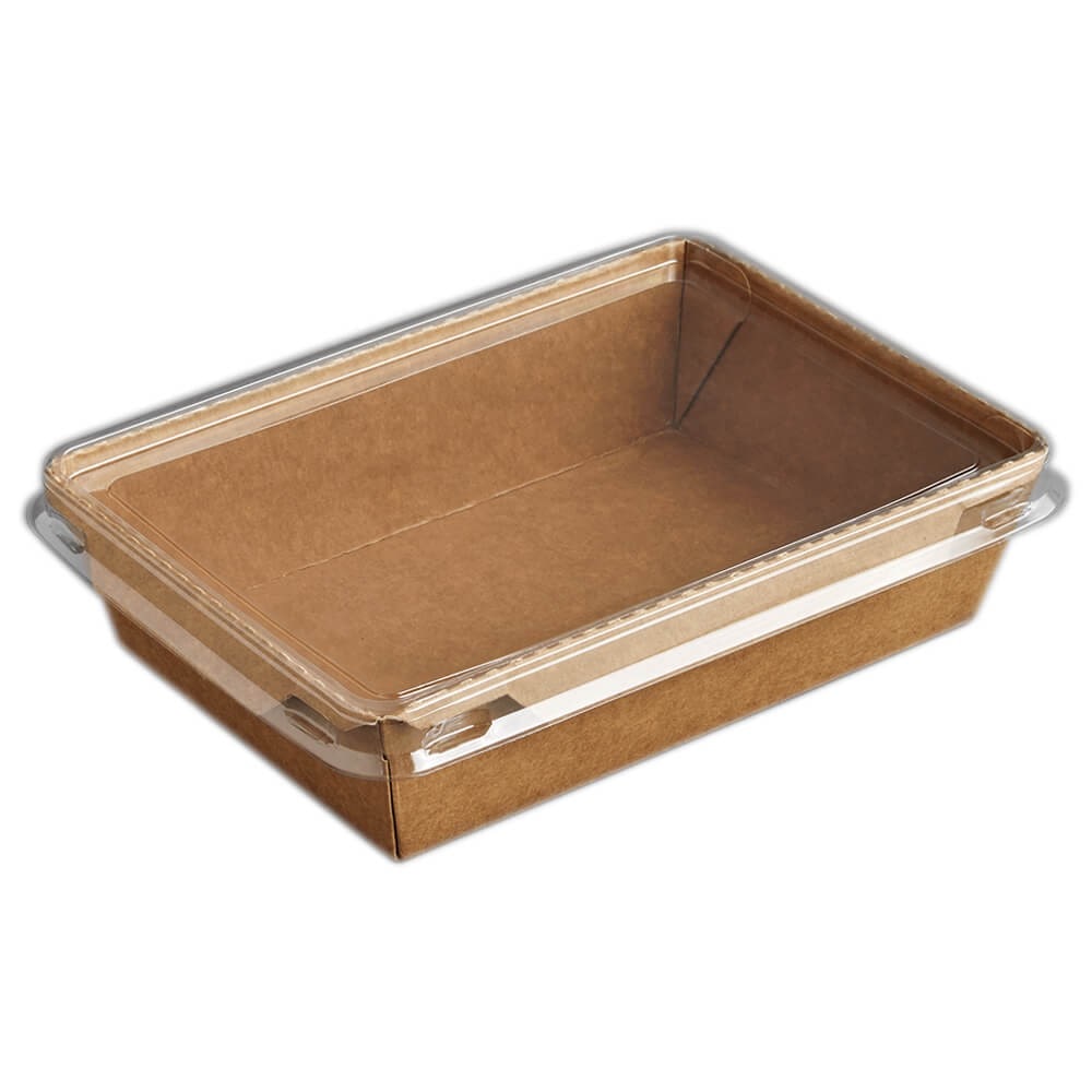 ENVASES DEL MEDITERRÁNEO · PACK BANDEJA DE PAPEL 500 cc + TAPA PET (450 Uds.) · take away · restauración