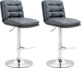 thumbnail of DELUKE® Barhocker 2er Set TURIN - Grau, Kunstleder, Chrom | Barhocker mit Lehne Barstuhl Tresenhocker Tresenstuhl Kneipenhocker Kneipenstuhl
