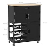 thumbnail of HOMCOM Carrello da Cucina con Portabottiglie, 3 Ante e Cassetto Nero