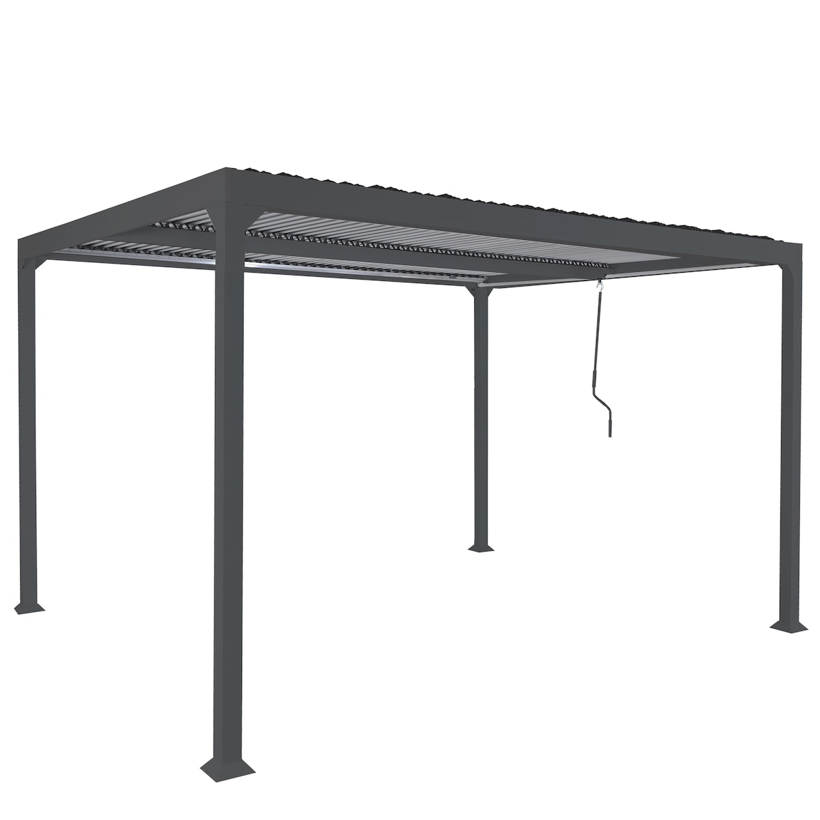 Alu Pergola HWC-L41, Lamellen-Pavillon Terrassenüberdachung, stabiles 8cm-Metall-Gestell 3x3,7m ~ anthrazit