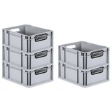 thumbnail of PROREGAL SparSet 5x Eurobox NextGen Color, HxBxT 17x30x40cm, 16 Liter, Griffe schwarz offen, Grau, Eurobehälter, Transportbehälter